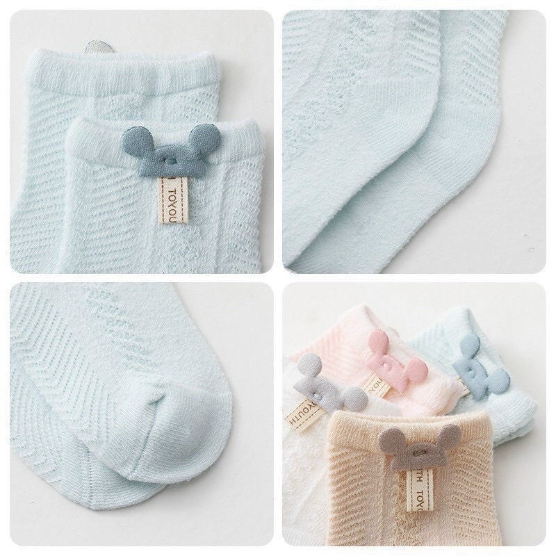 Tất Lưới Cho Bé In Hình Mickey Màu Pastel Hàn Quốc Siêu Xinh