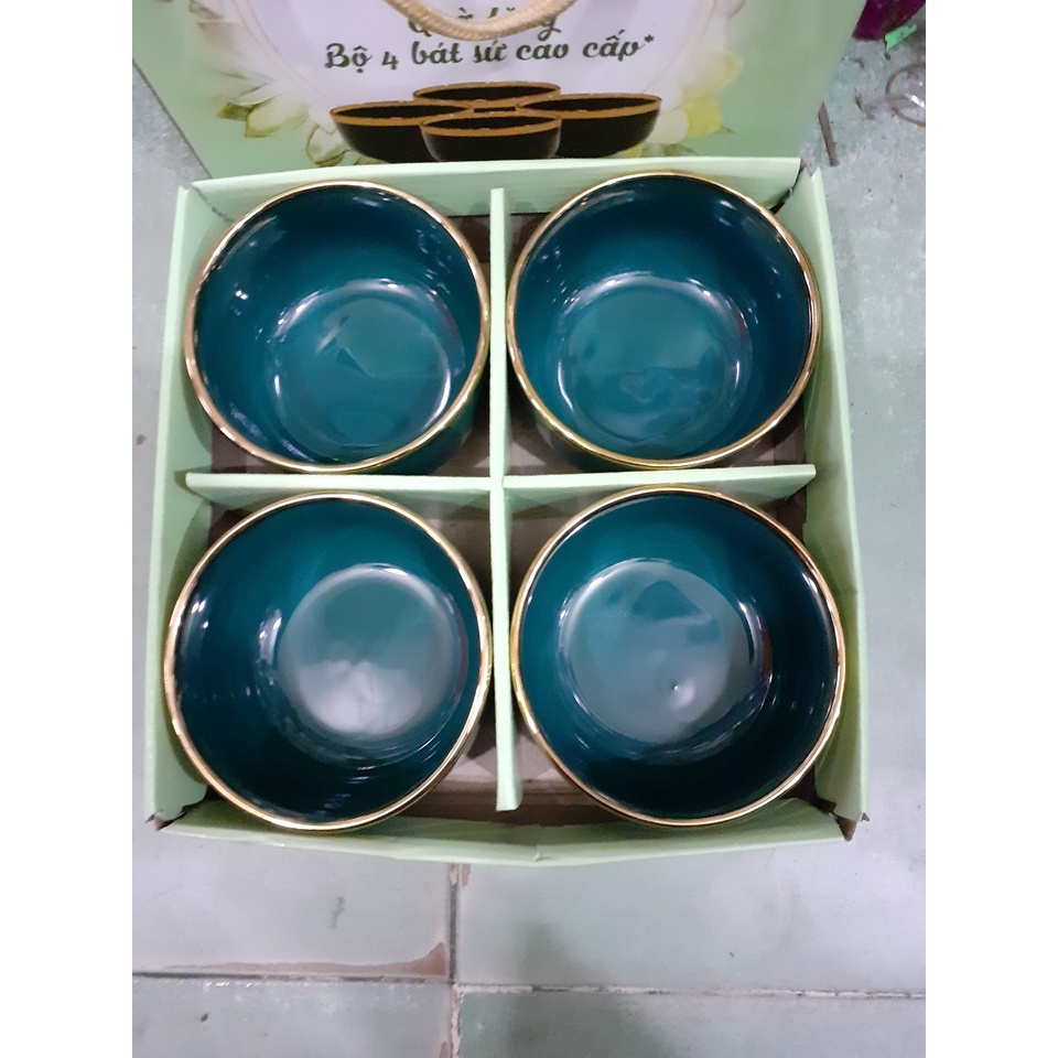 Bộ 4 chén gốm tráng men Quà tặng từ Caryn