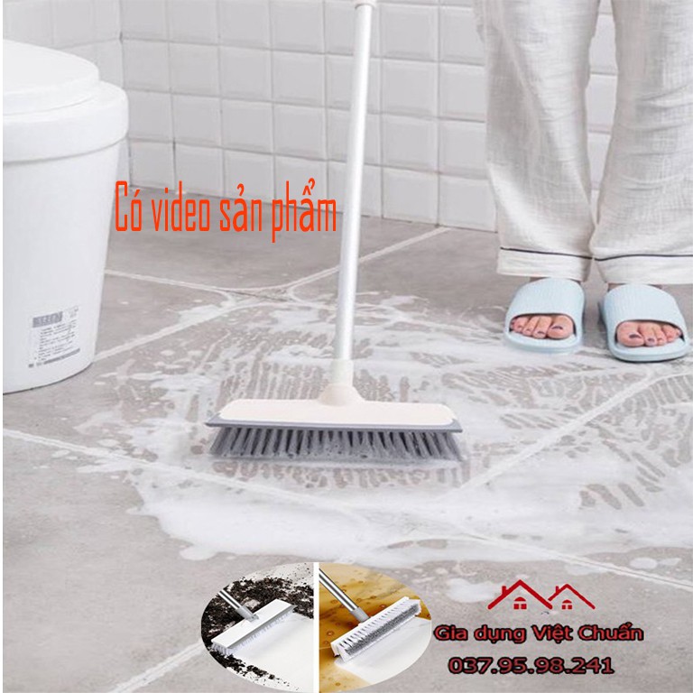 Chổi quét sàn nhà tắm đánh rửa nhà vệ sinh inox tiện lợi 2 trong 1 đa năng