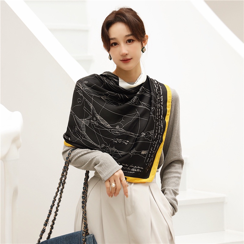 Khăn Choàng Vuông 110x110cm (43inch) WJ1014-127 Bằng Lụa Cho Nữ
