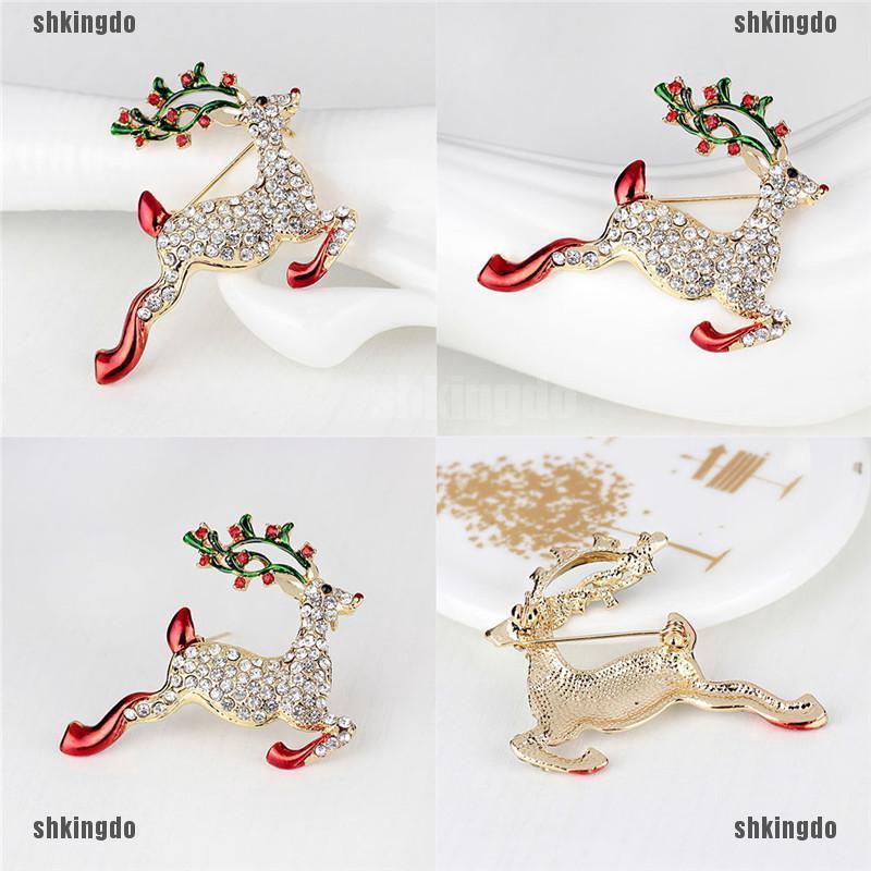 Trâm cài áo trang trí hình tuần lộc giáng sinh đính đá độc đáo