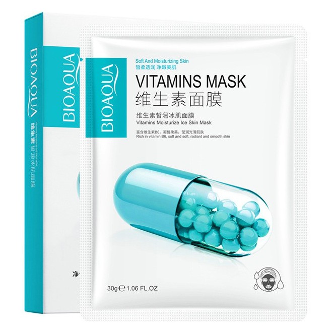 Mặt Nạ Vitamin Dưỡng Trắng Da Mặt BIOAQUA Cấp Ẩm Cải Thiện Sần Sùi - Chống Nhăn - Ngừa Mụn - Ngăn Lão Hóa Nội Địa Trung | Thế Giới Skin Care