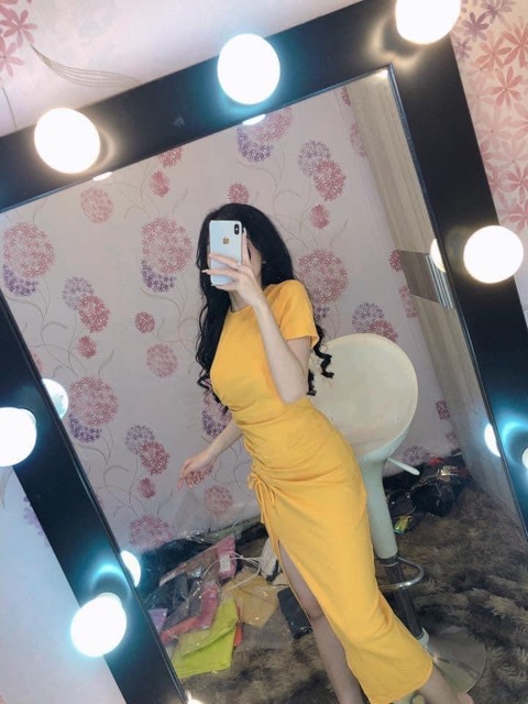 Đầm body lụa dây rút Freesize dưới 52kg - Carotshop | BigBuy360 - bigbuy360.vn