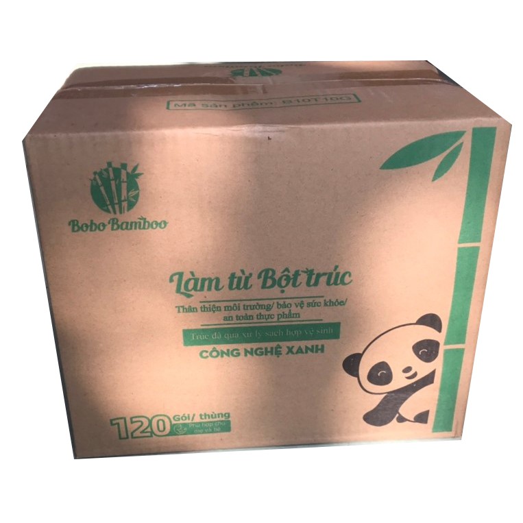 100 Gói Giấy Gấu Trúc bỏ túi cao cấp Bobo Bamboo Siêu Dai 10 Tờ/Gói