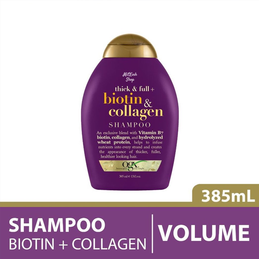 Bộ Dầu Xả Và Dầu Gội Ogx Biotin & Collagen 385ml phục hồi hư tóc xơ và ngăn rụng tóc - Cam kết hàng chính hãng