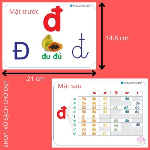 FLASHCARD 14.8X21 CM 40 THẺ HỌC NHẬN BIẾT CHỮ CÁI TIẾNG VIỆT  VÀ GHÉP ÂM