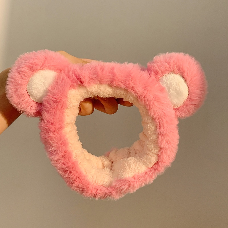 Băng Đô Cài Tóc Rửa Mặt Hình Tai Gấu / Dâu Tây Bằng Lông Nhung Thời Trang 2022 Dành Cho Nữ