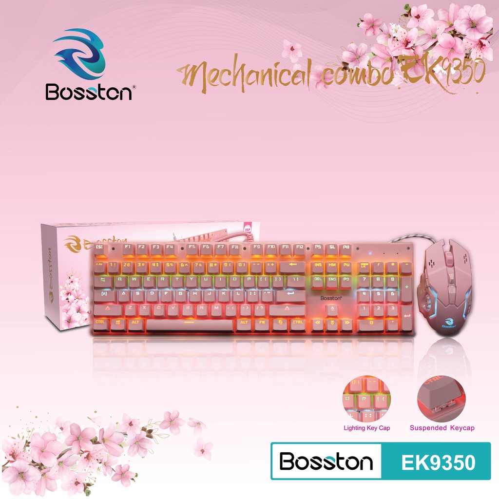 Bộ Phím Chuột Cơ Bosston EK9350 (Hồng)