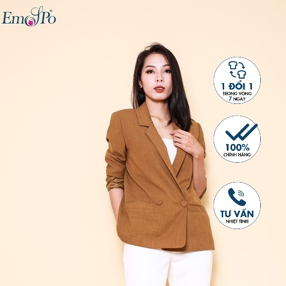 Áo vest cổ bẻ ve, cài cúc bọc, túi ngang 2 bên Emspo AVL0560 (Vàng, Nâu)