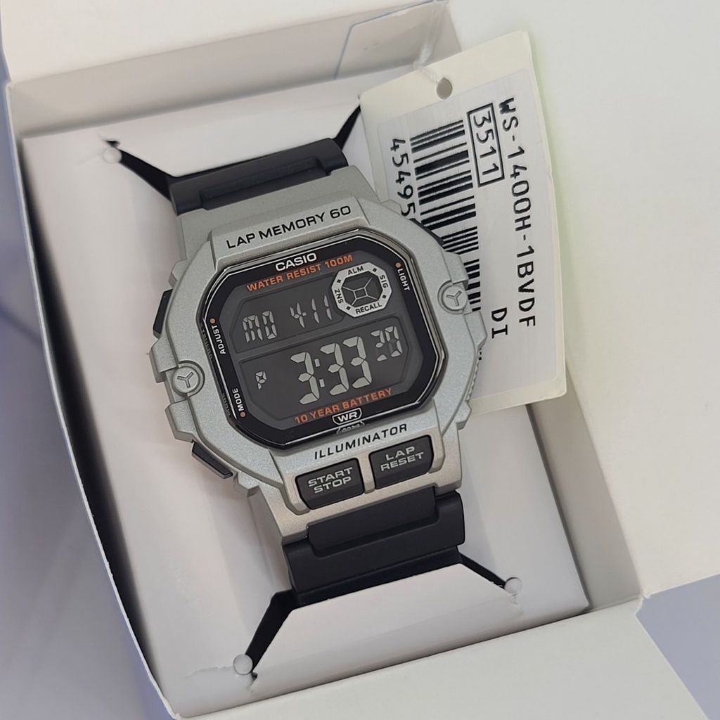 Đồng Hồ Nam Dây Nhựa Casio Standard WS-1400H-1BVDF Chính Hãng - WS-1400H-1B Pin 10 Năm