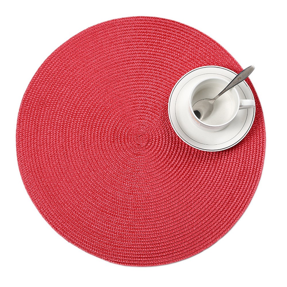 WADEES 4 Pcs/set Table Mat Handmade Tea Cup Pad Placemat Tableware Eco-friendly Round Heat Resistant Coffee Cup Weave Coaster/Multicolor