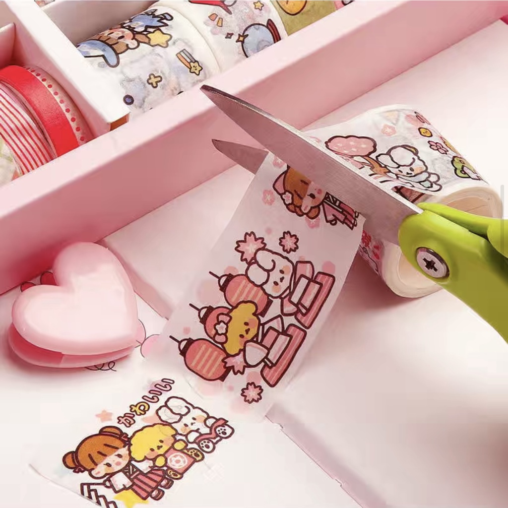 [Sẵn] Set 10 cuộn băng dính washi tape trang trí sổ cute