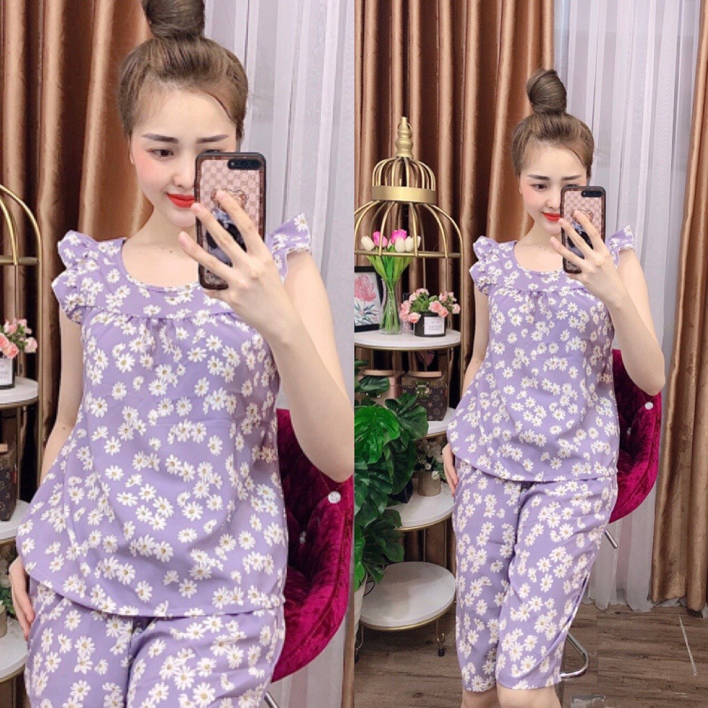 ĐỒ BỘ MẶC NHÀ - ĐỒ BỘ LỤA HỌA TIẾT HOA DỄ THƯƠNG - LUA21