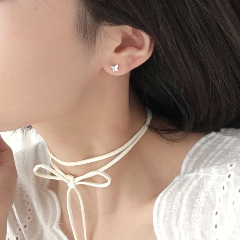 1 Đôi Bông Tai Mạ Bạc 925 Hình Bươm Bướm Mini Phong Cách Hàn Quốc Thời Trang Cho Nữ