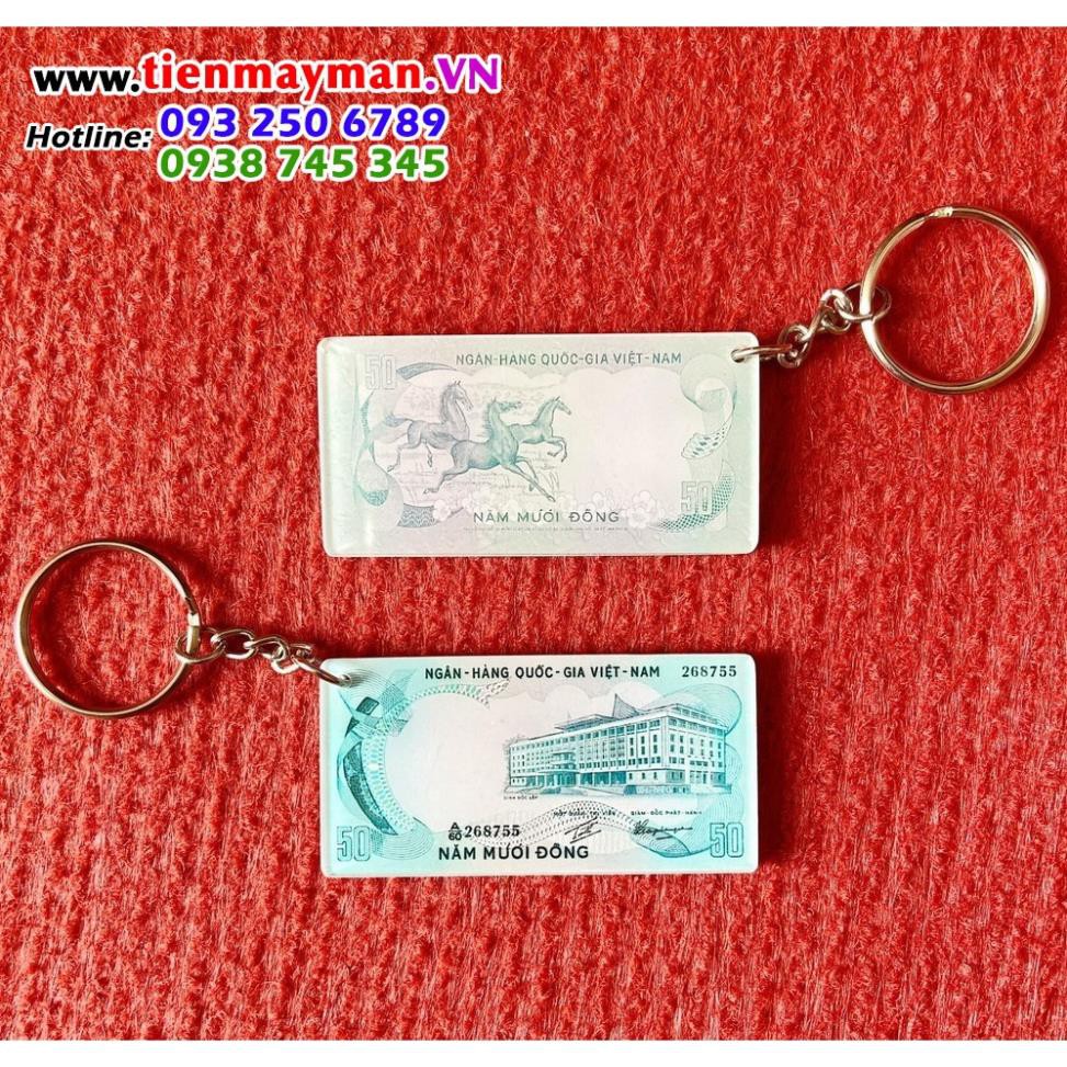 Móc khóa xe máy tờ 50 đồng hình con ngựa - người tuổi ngựa xưa 1972