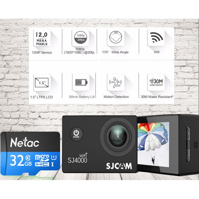 Camera Hành Động Thể Thao SJCAM 4000 Wifi Chống Nước - Free Thẻ 32GB