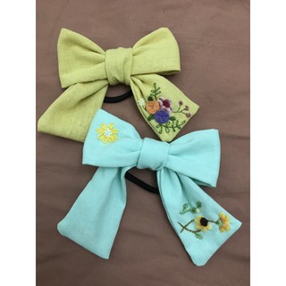 Nơ cột tóc thêu tay Nơ tiểu thư handmade