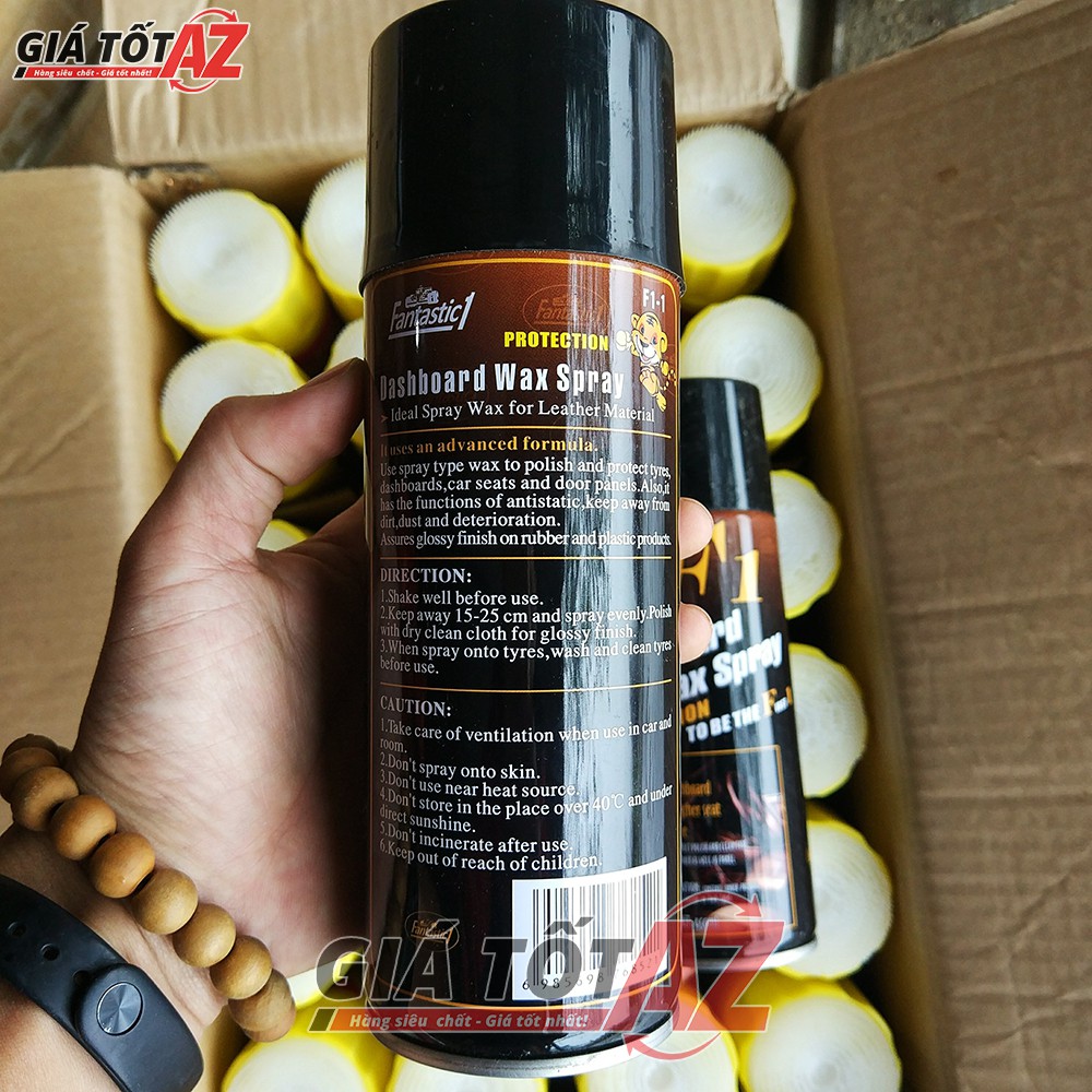 Chai xịt dưỡng bóng da, nhựa cao cấp cho xe ô tô WAX F1 450g