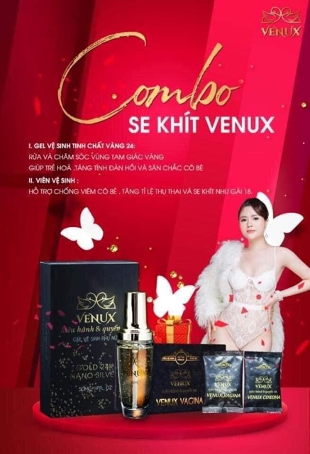 Bộ combo Venux vệ sinh se khít +gel tinh chất vàng 24k làm hồng vùng kín