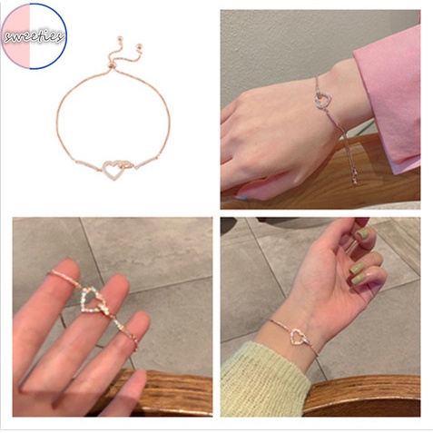 Vòng Tay Mặt Hình Trái Tim Nhỏ Đơn Giản Thời Trang Ngọt Ngào Cho Nữ