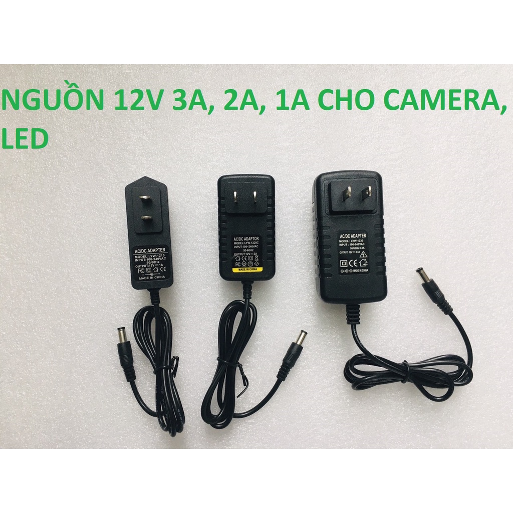 Nguồn Adapter 12V 5A, 12V 3A, 12V 2A, 12V 1A, 12V 0.5A  Dùng Cho Camera, Đèn Led nguồn chất lượng loại tốt