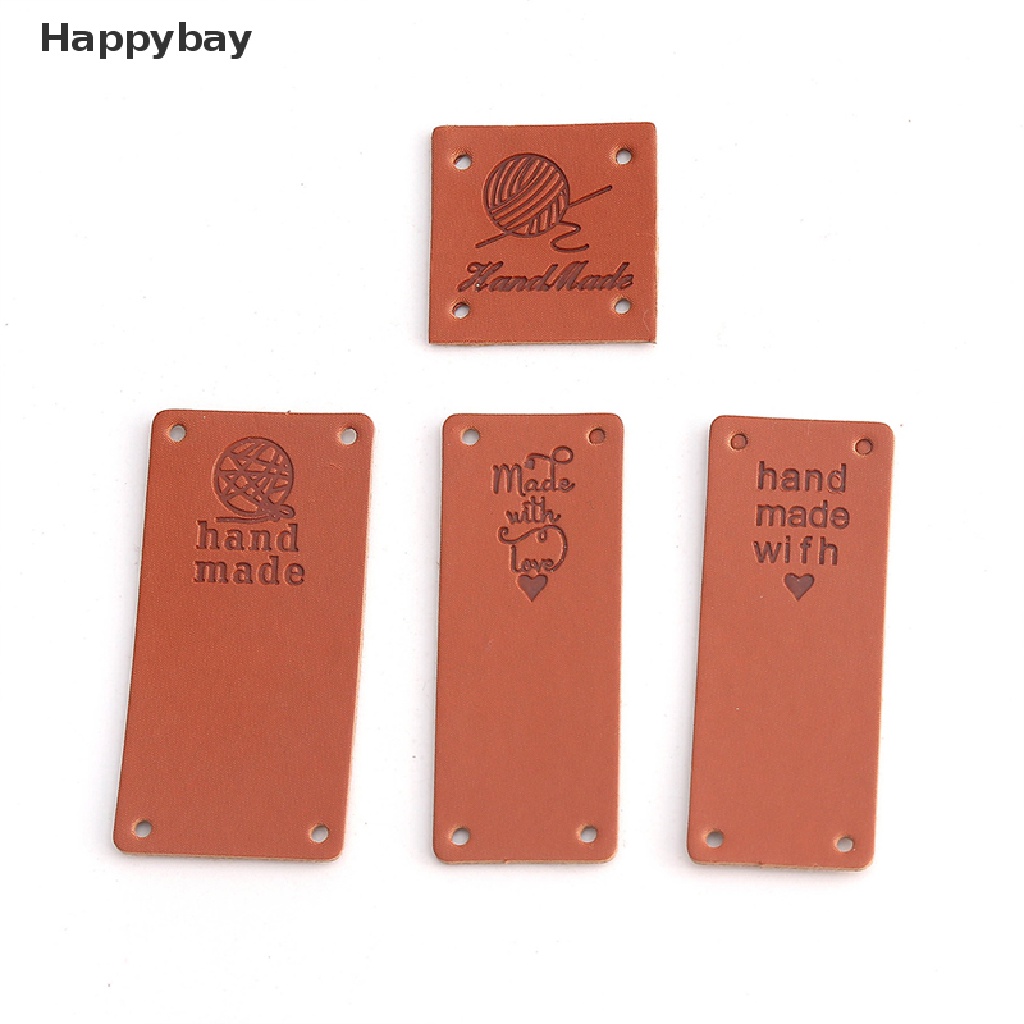Set 20 Tấm Thẻ Da Tổng Hợp In Chữ Happybay Thủ Công