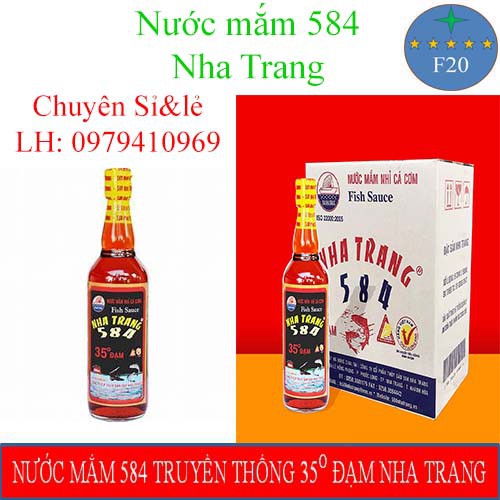 Thùng 6 chai 500ml nước mắm cá cơm 584 Nha Trang 35 độ. nước mắm nhỉ cá cơm. nước mắm cốt truyền thống