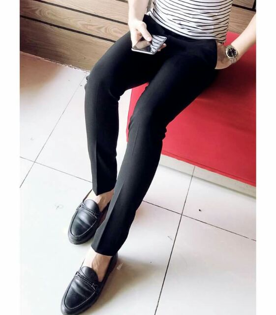 [ Chỉ 3 ngày ] Quần âu sắn gấu màu đen, dáng hàn quốc, không xù không nhăn không bám bụi | BigBuy360 - bigbuy360.vn