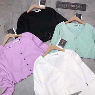 Áo croptop khuy chất thun tăm