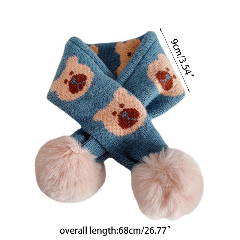 Khăn Choàng Cổ Dệt Kim Dày Dặn Giữ Ấm In Họa Tiết Hoạt Hình Dễ Thương Thời Trang Thu Đông Cho Bé