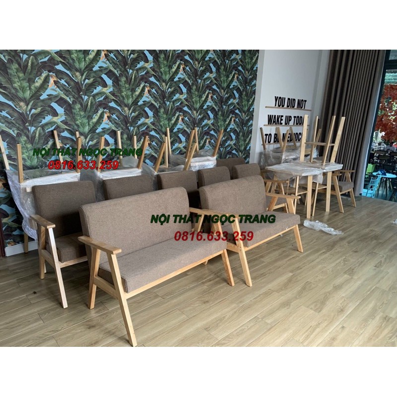 ghế sofa cafe đôi khung gỗ