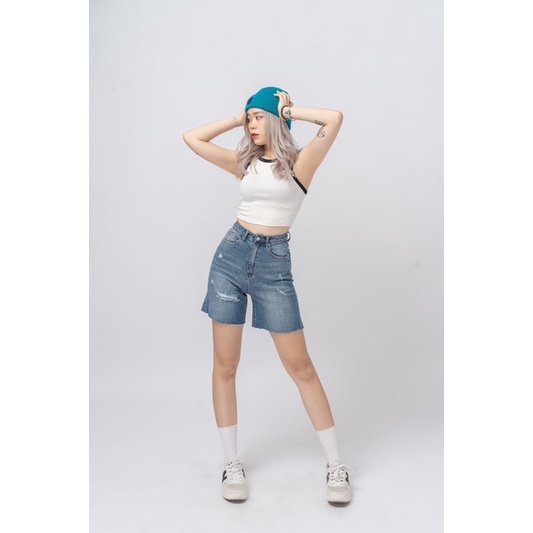 Quần Đùi biker rách MD 2 màu•MIDDUA SHOP
