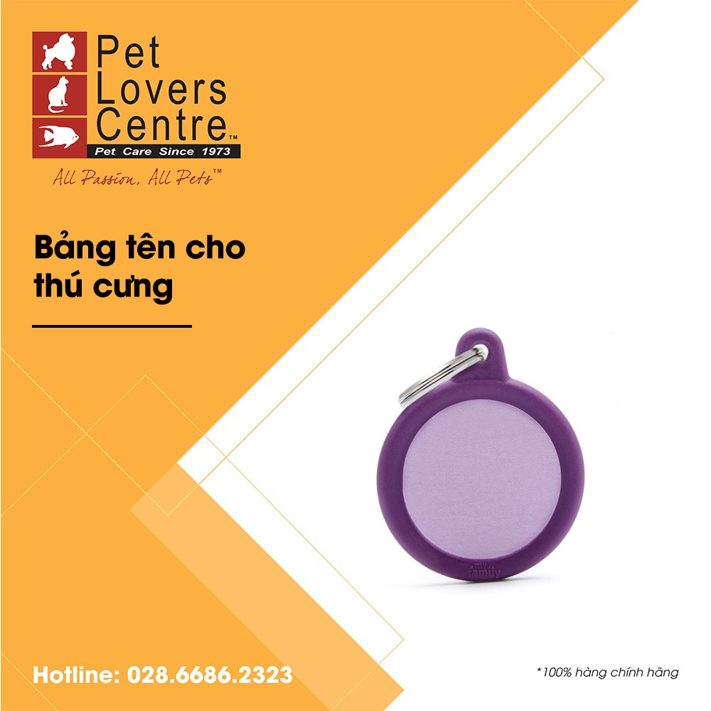 [Xuất xứ Ý] Bảng tên chó mèo khắc nội dung theo yêu cầu / Pet tag CIRCLE w RUBBER