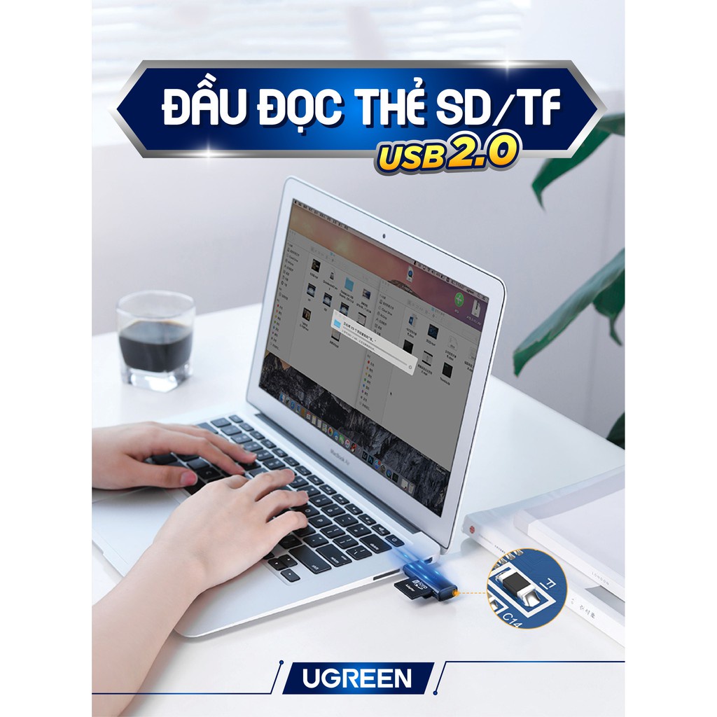 Đầu đọc thẻ SD TF chân cắm USB 3.0 UGREEN CM264 Truyền tải dữ liệu nhanh chóng|Thiết kế nhỏ gọn BH 18 Tháng 1 Đổi 1
