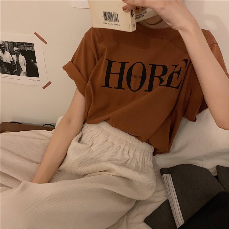 Áo thun có tay ngắn dáng rộng phong cách Hàn Quốc năm  dành cho nữ