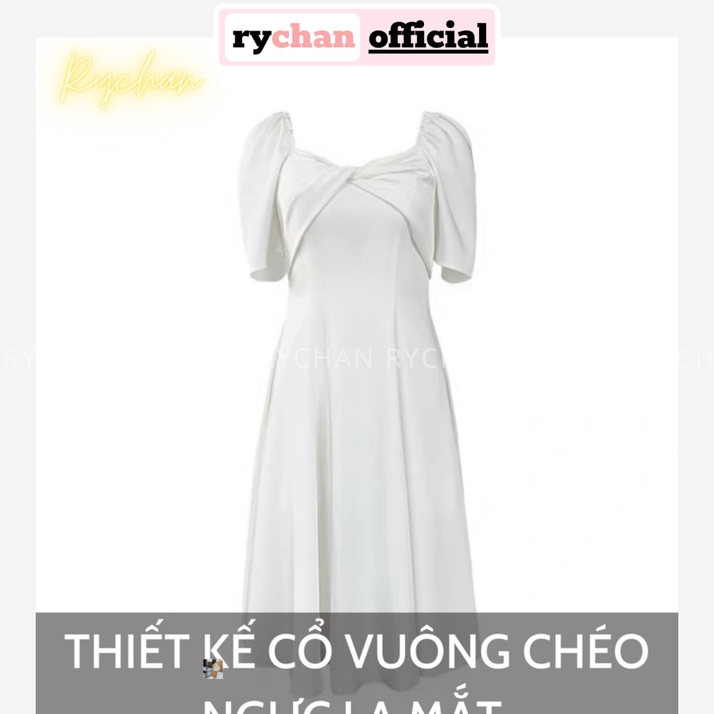 Đầm Trắng Xoè Midi Dáng Dài Chéo Ngực Mang Được 2 Kiểu, Đầm Trắng Đi Tiệc, Đầm Đi Tiệc Đám Cưới - DX0142