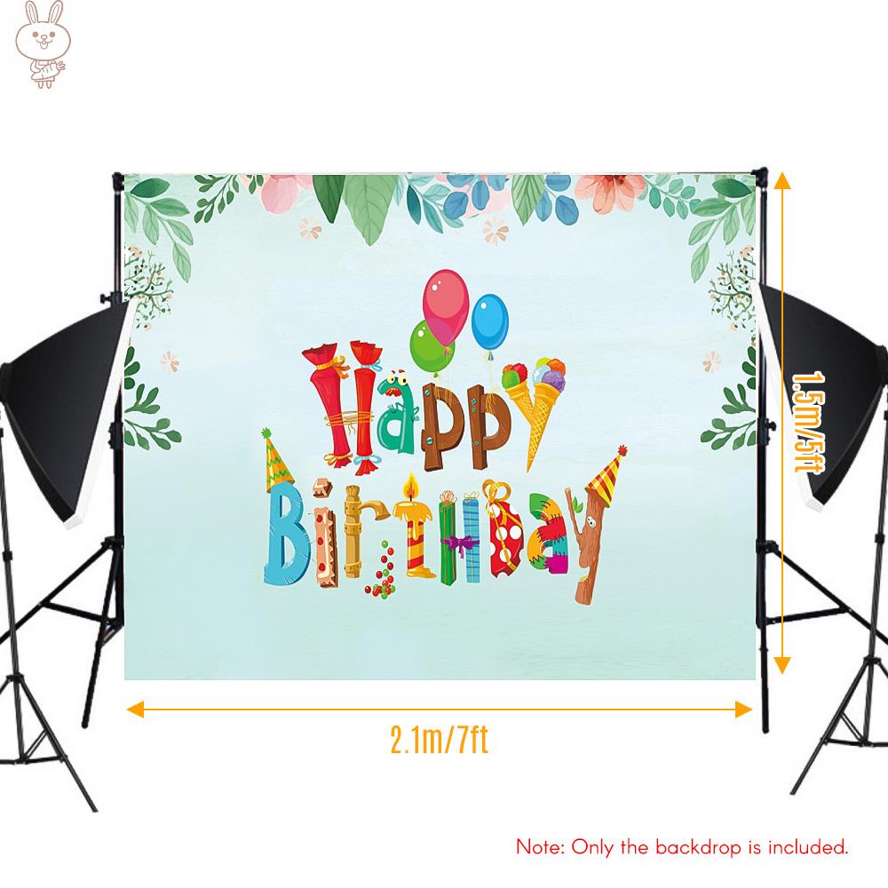 Phông Nền Chụp Ảnh Chữ Happy Birthday # 3232 Cỡ 7x5ft