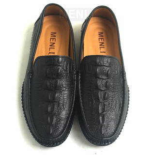 Giày lười da bò 100% dập vân cá sấu GLSP148 (Đen hoặc Nâu)
