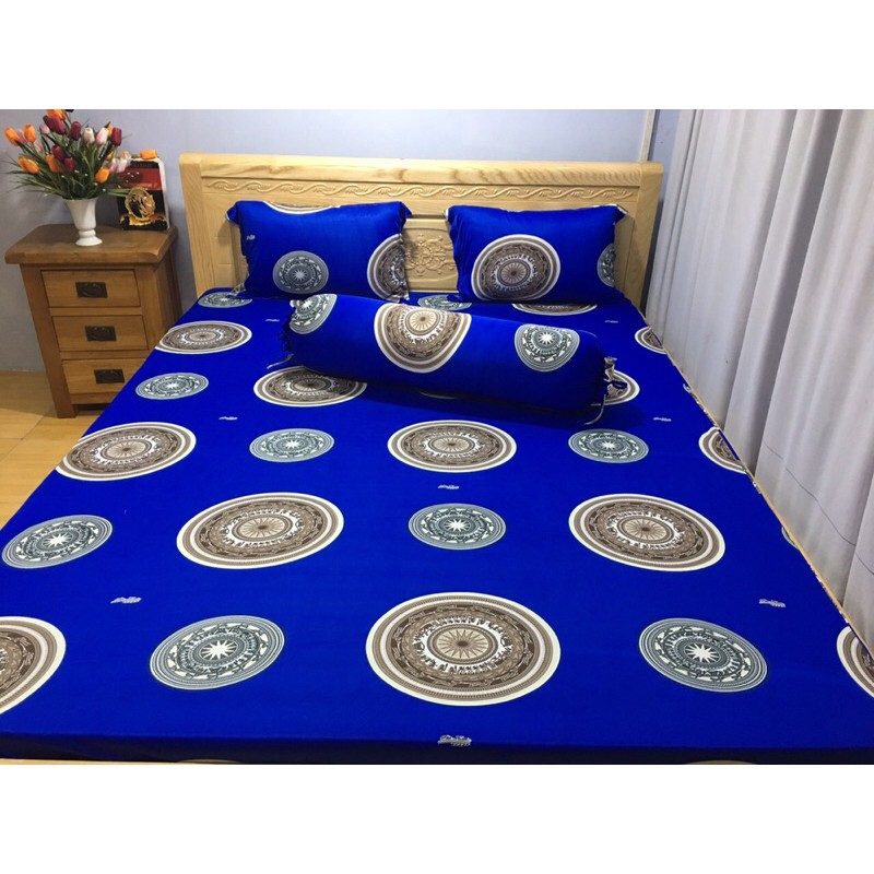 Bộ drap thun☘️FREESHIP☘️ga thun Hàn Quốc mẫu đồng tiền(1 ga, 3 vỏ gối)