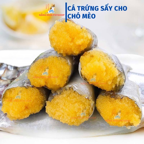 Thức ăn cho mèo, chó, cá trứng sấy, snack cho chó mèo