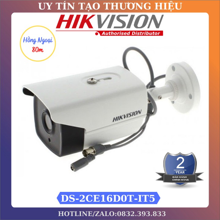 Camera 2.0Mp Hikvision DS-2CE16D0T-IT5, Hồng Ngoại 80m Chuyên Dụng Ngoài Trời