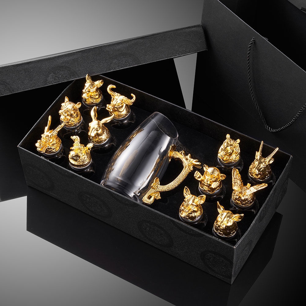 Bộ ly rượu vang trắng 12 cung hoàng đạo Bộ ly rượu thủy tinh trung quốc gia dụng Bộ ly rượu vang/ly 