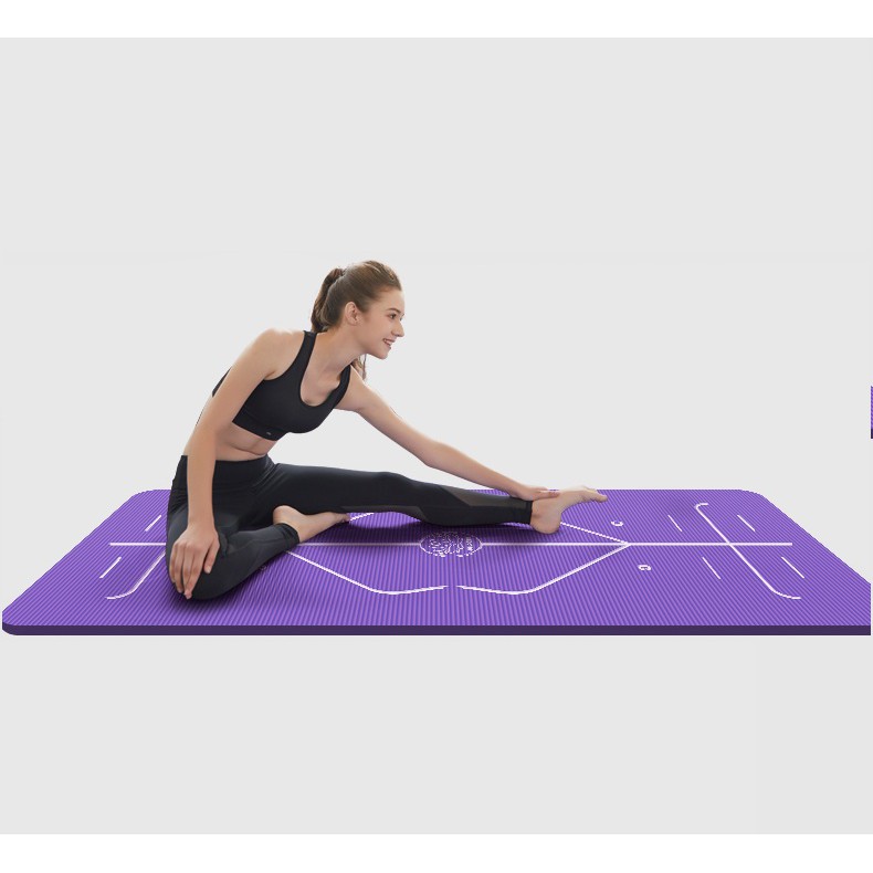 Thảm tập Yoga, Gym định tuyến dày 15mm chống trơn trượt - Tặng kèm túi đựng và dây buộc