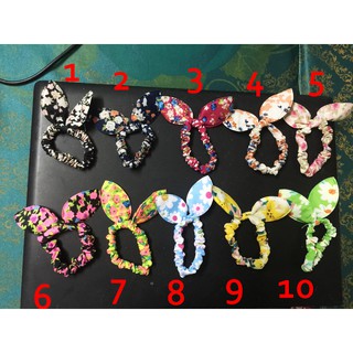 Set 10 Dây Chun Buộc Tóc Tai Thỏ Hoa Nhí Siêu Đáng Yêu !