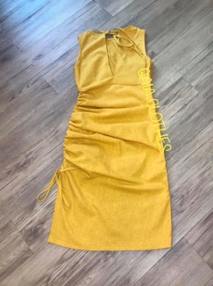 Đầm linen dún 1 bên - D52