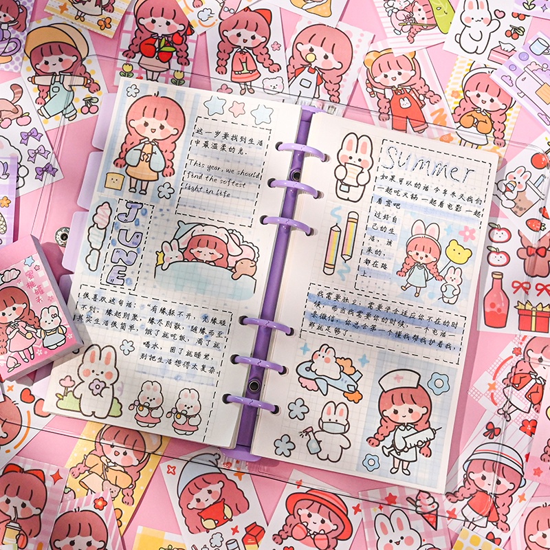 Mini Sticker Bộ 50 Miếng Dán Mini Họa Tiết Hoạt Hình Dễ Thương Trang Trí Nhật Ký / Sổ Tay /Hãy chú ý đến kích thước nhãn dán./