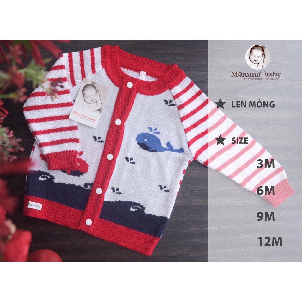 [Dễ Thương] Áo Len Bé Gái Hãng Momma Baby, Size 3-12m, Hàng Made In Vn, Chất Len Mịn Đẹp