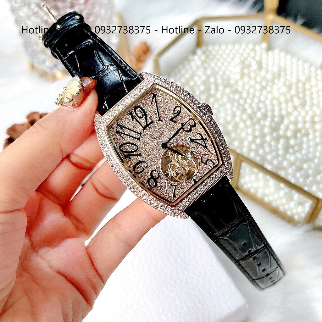 Đồng Hồ Nam Davena Automatic 31681 Dây Da Đen Rose Gold 39x52mm Chính Hãng