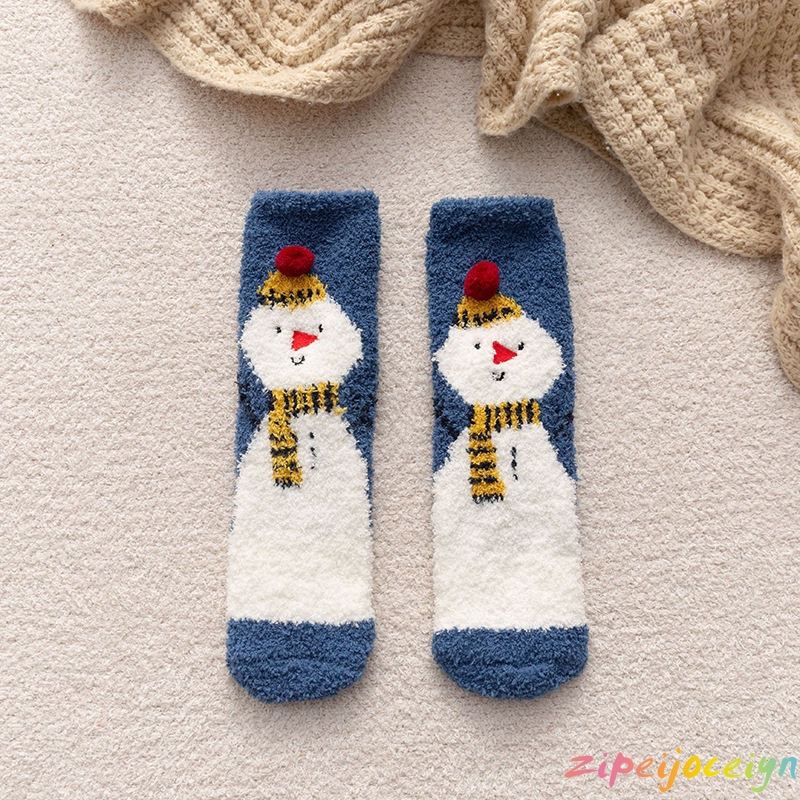 Vớ Lông Cừu San Hô Họa Tiết Hoạt Hình Giáng Sinh Phong Cách Nhật Bản Mới Cho Nữ
