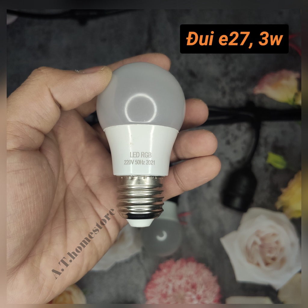 Bóng đèn led buld 3W đui e27 kín nước chế độ nháy tự động đổi màu